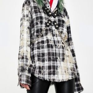 Dolls Kill Plaid Bleached Flannel